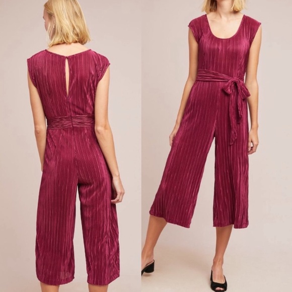 Anthropologie Maeve Sonata Berry Wine Jumpsuit 16 - Picture 1 of 5